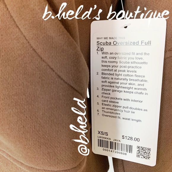 lululemon Scuba Oversized Full-Zip Hoodie Java Brown Gold Zipper Size XS/S NWT - Picture 2 of 15
